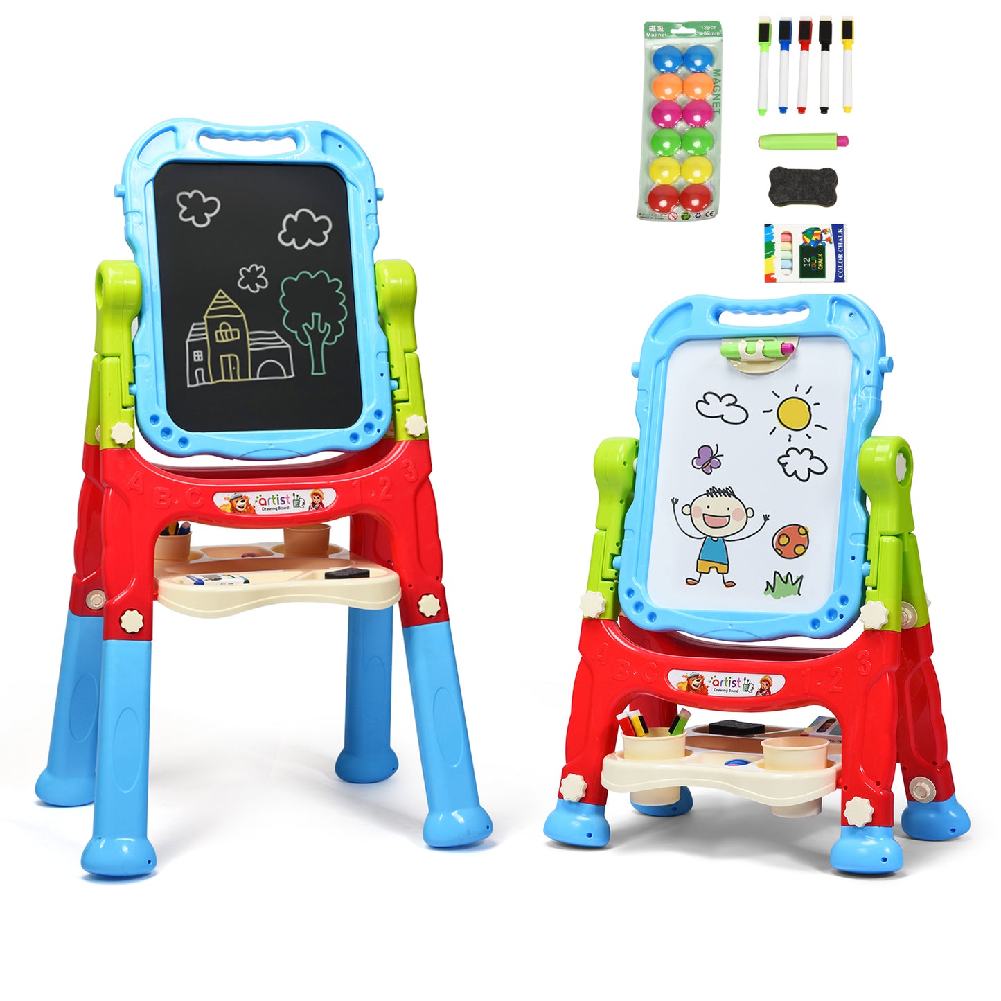 Kid'S Double Sided Boards Easel Magnetic Painting Art