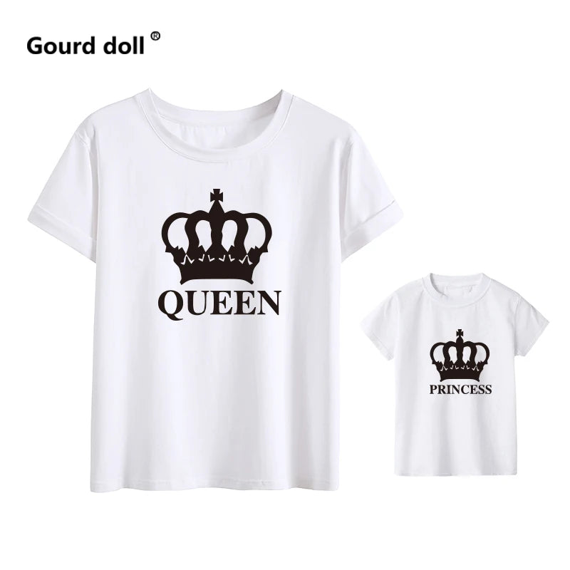 Crown Princess Family Matching Clothes Mommy and Me Clothes Mother Daughter Matching Clothes Mom and Baby Girl Cotton Tshirt