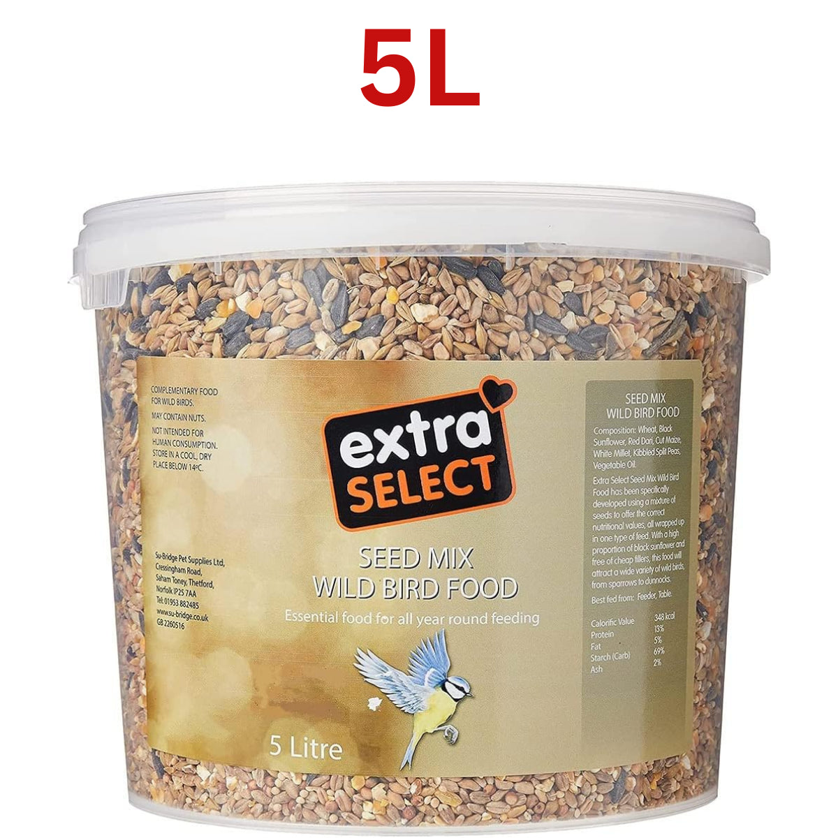 Extra Select Seed Mix Wild Bird Food Nutrient Rich Skin & Coat Health Small Bird