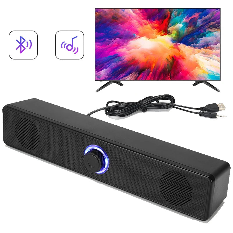 PC Soundbar Wired and Wireless Bluetooth Speaker USB Powered Soundbar for TV Pc Laptop Gaming Home Theater Surround Audio System