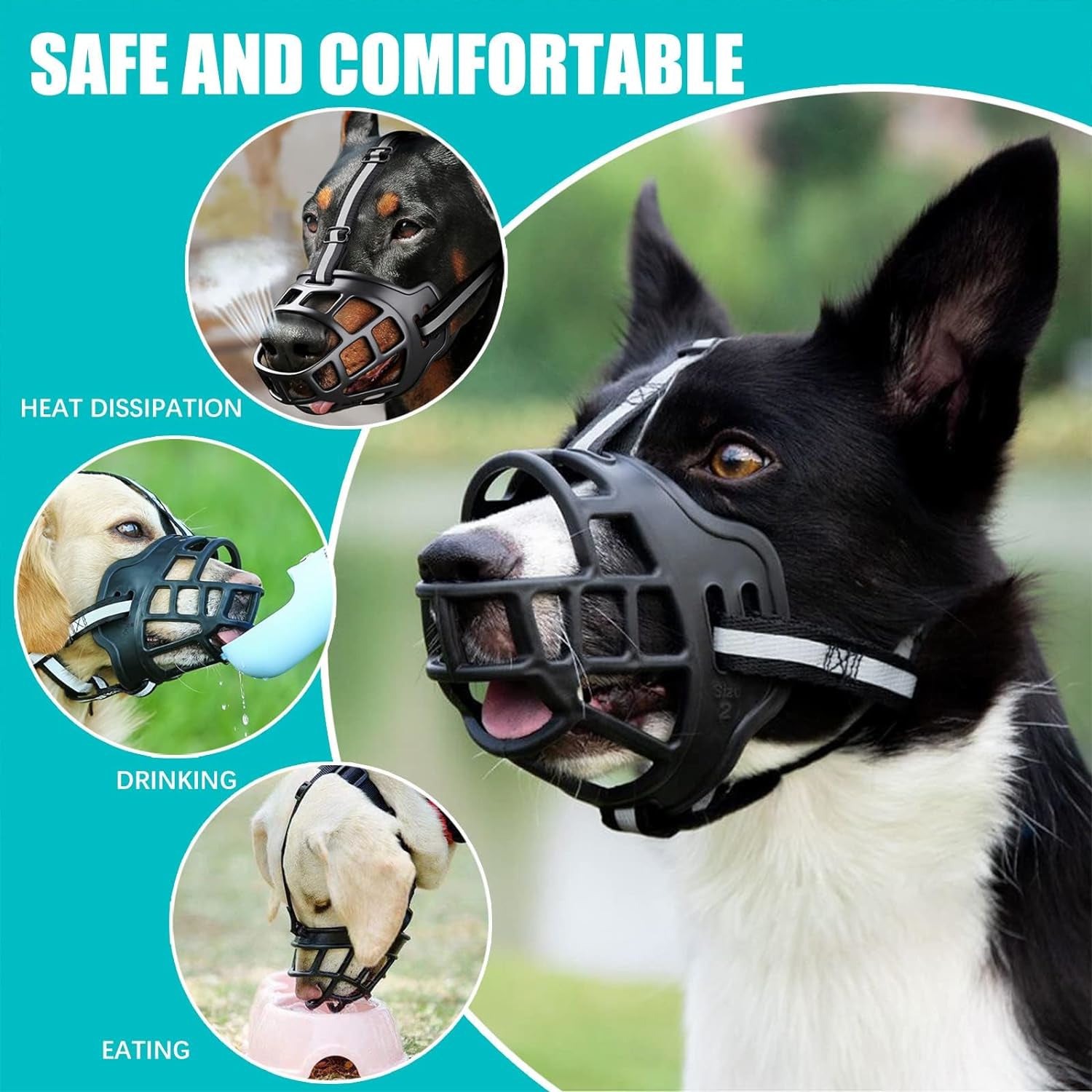 Dog Muzzle for Large Breed Adjustable Dogs Muzzles for Xl Bully Breathable With