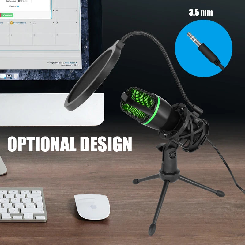 Professional USB Condenser Microphone for PC Laptop Streaming Video Games Youtube Podcasts Vocals