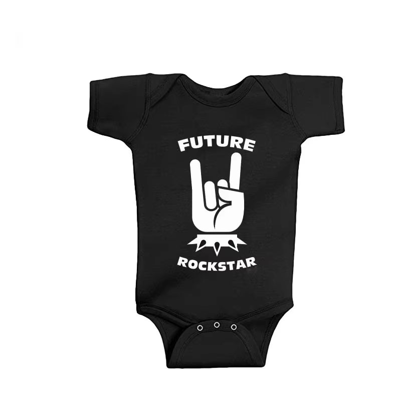 New Arrival Baby Clothes Rock Black Cotton Short Sleeve Baby Bodysuit Baby Boys Girls Clothes Funny Baby Clothing 0-18M