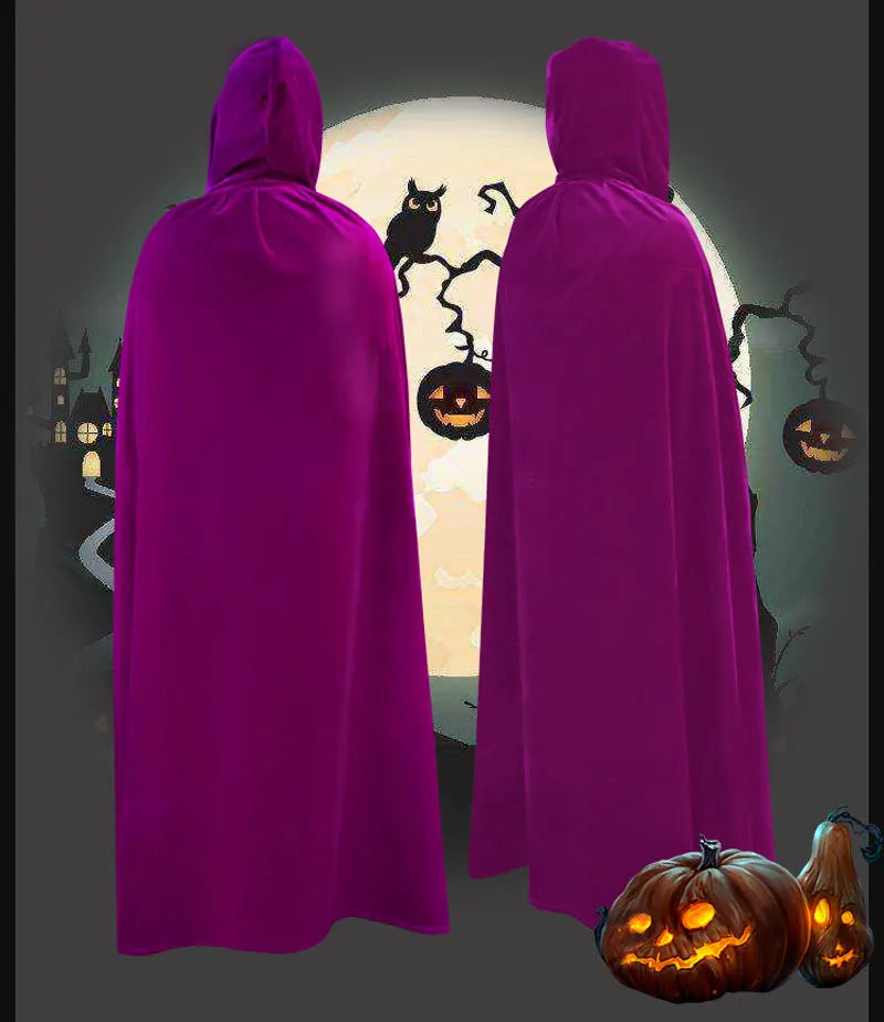 Ataullah Death Cape Long Hooded Velvet Cloak Halloween Costume Unisex Cosplay Wizard Witch Medieval Monk Robe Larp Ghost DW011