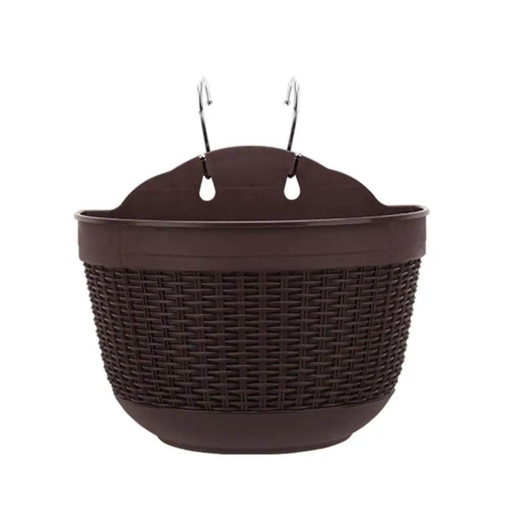 Imitation Rattan Wicker Wall Hanging Flower Pot Basket Balcony Garden Planter Garden Pots Planters Garden Decoration