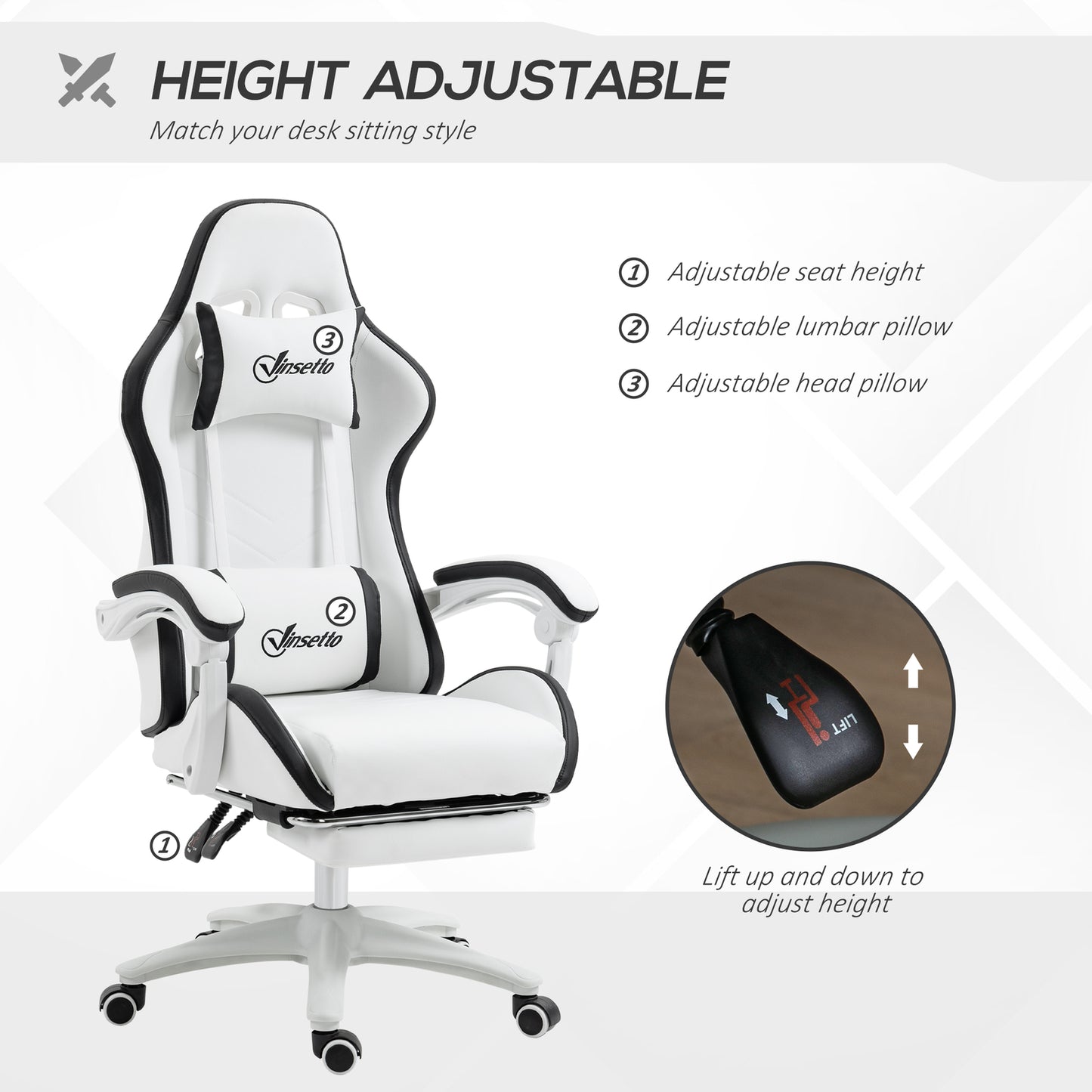 Racing Gaming Chair Reclining PU Leather Computer Chair with Headrest