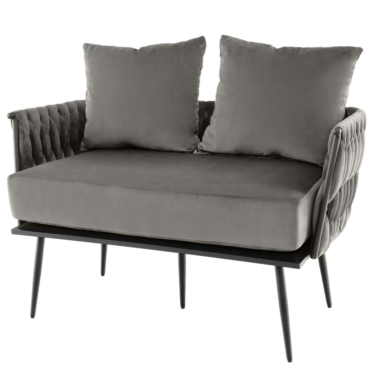 Modern Loveseat Sofa with Woven Back and Arms