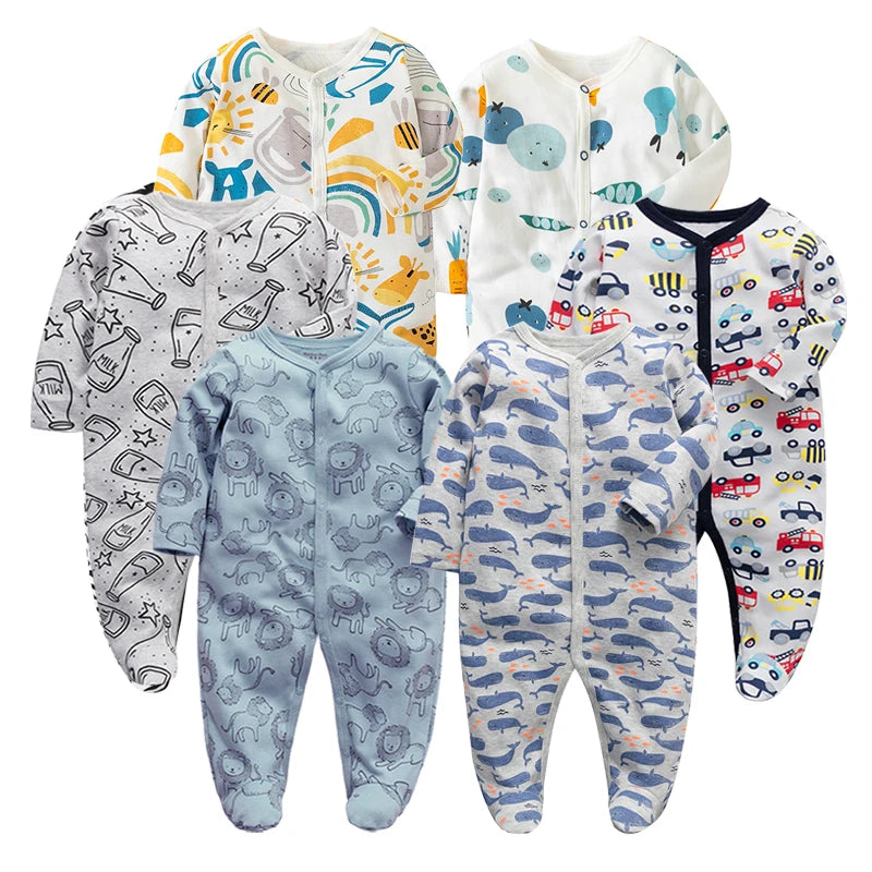 6Piece/Lot Baby Clothes Full Sleeve Cotton Infantis Baby Clothing Romper Cartoon Costume 3 6 9 12 M Newborn Boy Girl Clothes