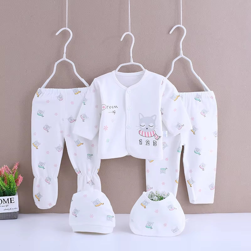 Brand 5Pcs/Set Enfant Newborn Sets Baby Boys Suits Baby Clothes Cotton