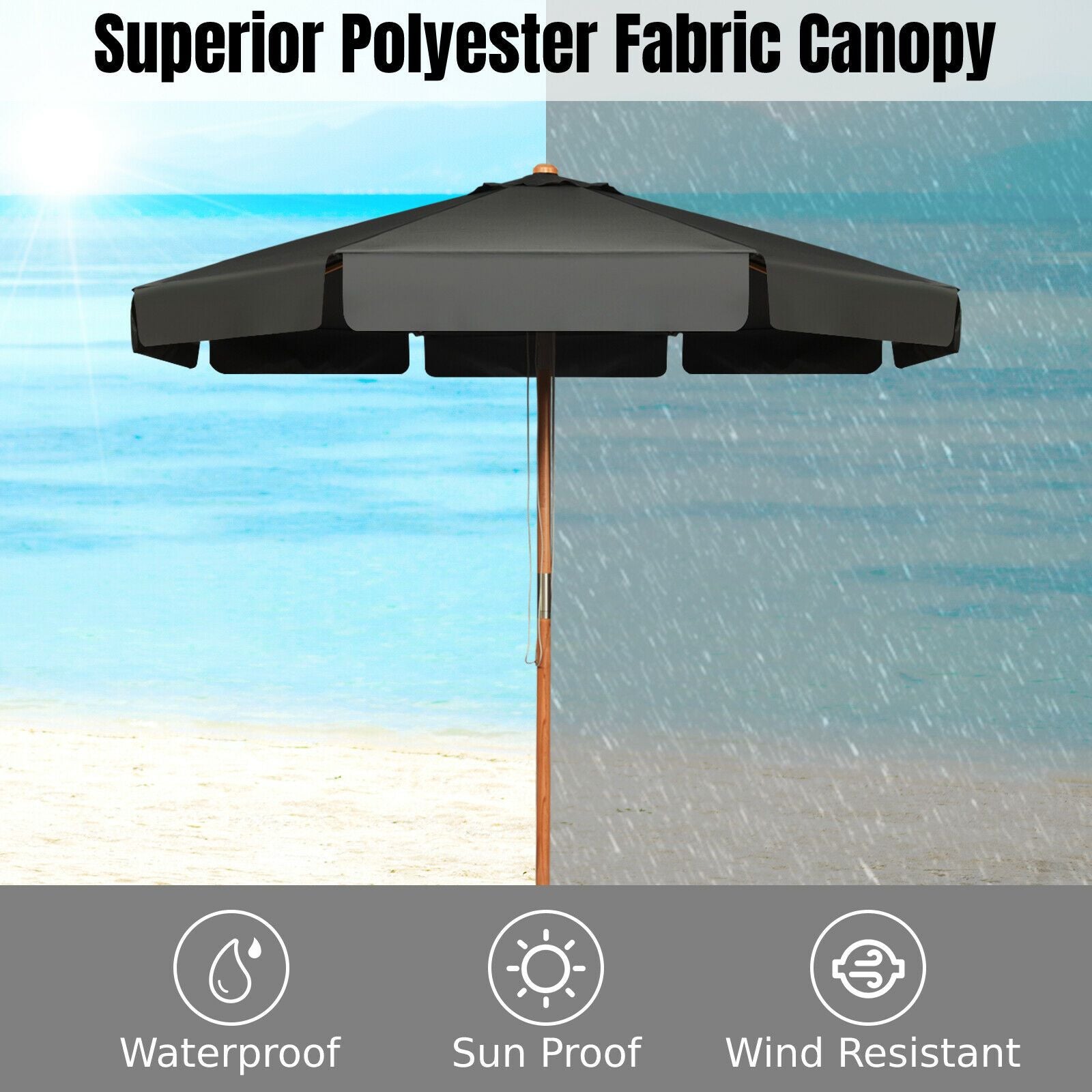 3M Garden Parasol Umbrella Garden Outdoor Sun Shade