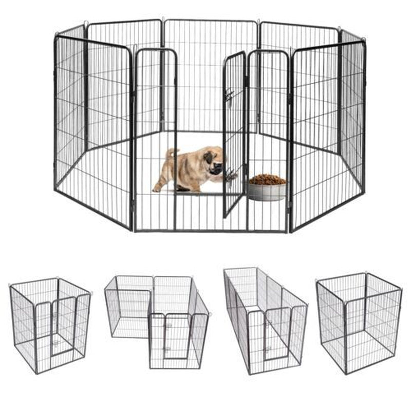 120 CM 8-Panel Height Anti-Rust Pet Playpen with Lockable Gate