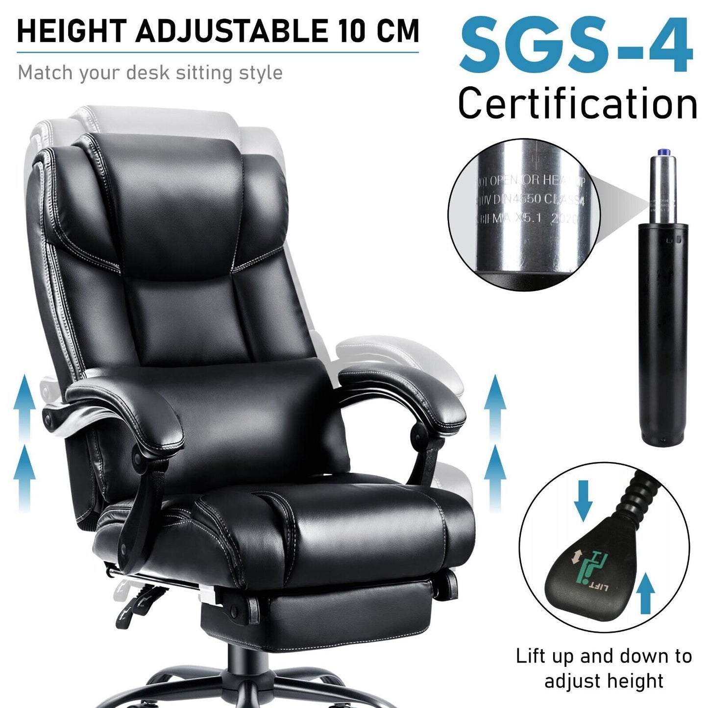 Executive Office Chair Leather Computer Desk Chair Swivel Recliner Gaming Chair