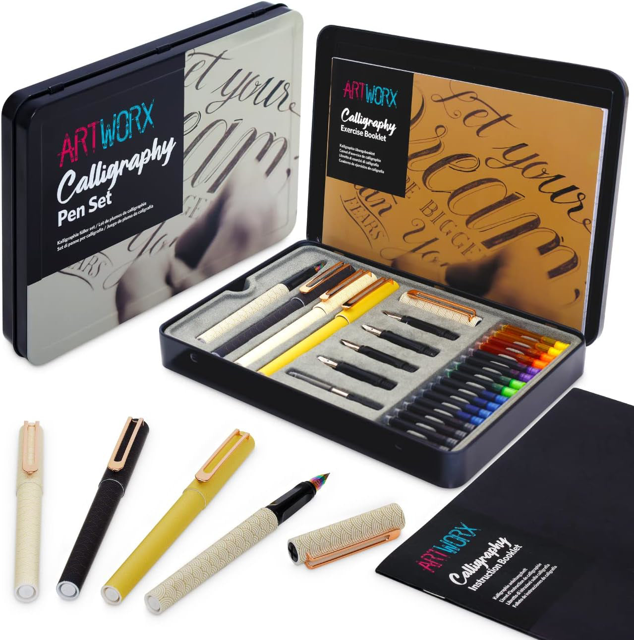 Artworx Calligraphy Pen Set - with Guide Book and Practice Paper - Caligraphy -