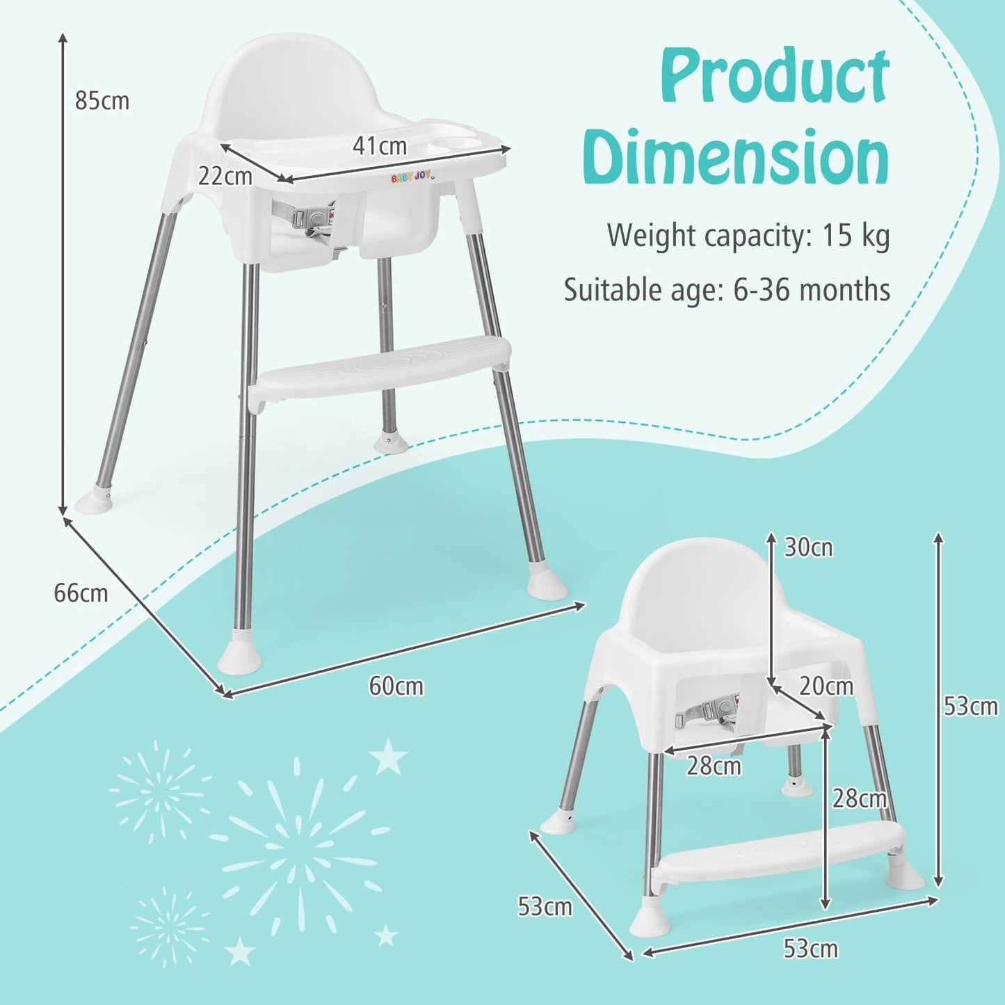 4 in 1 Adjustable Baby High Chair with Double Removable Tray