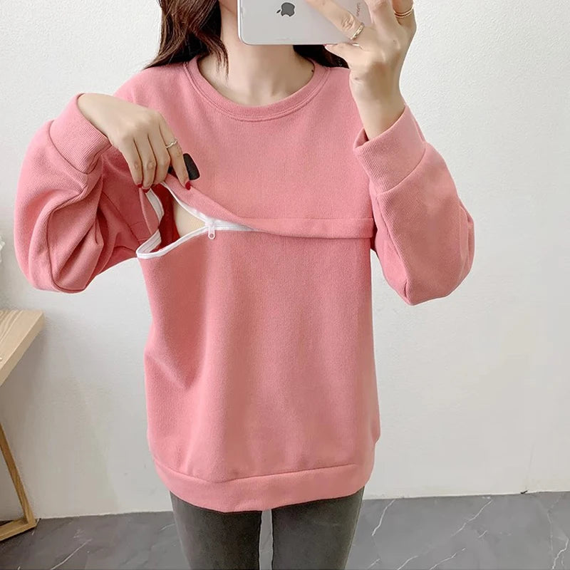 Pregnancy Clothes Autumn Breastfeeding Sweater Themselves for Nursing Mothers Breastfeeding Clothes Pregnant Clothes 9190