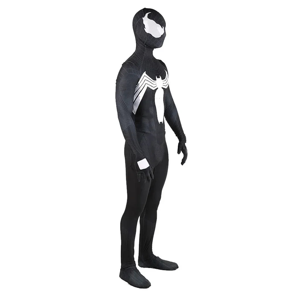 Black Spiderman Venom Symbiote Cosplay Costume Superhero Cosplay Halloween Costume Jumpsuit Zentai Suit Spider Bodysuit Costume