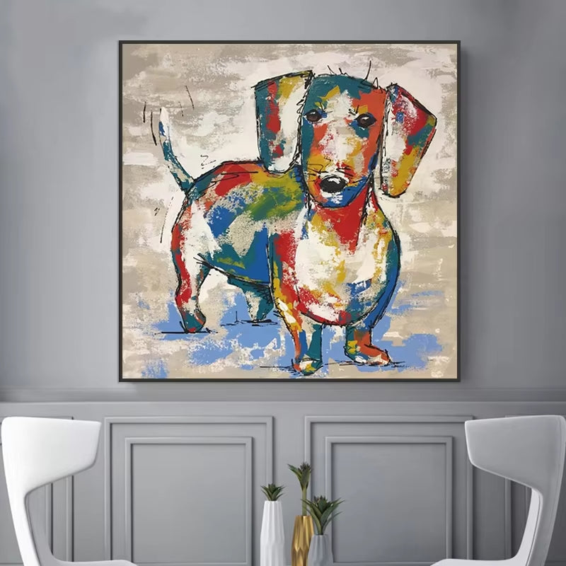 Dachshund Dog Canvas Paintings Abstract Dog Wall Art Poster and Print Graffiti Art Animal Wall Paintings for Kids Room Cuadros