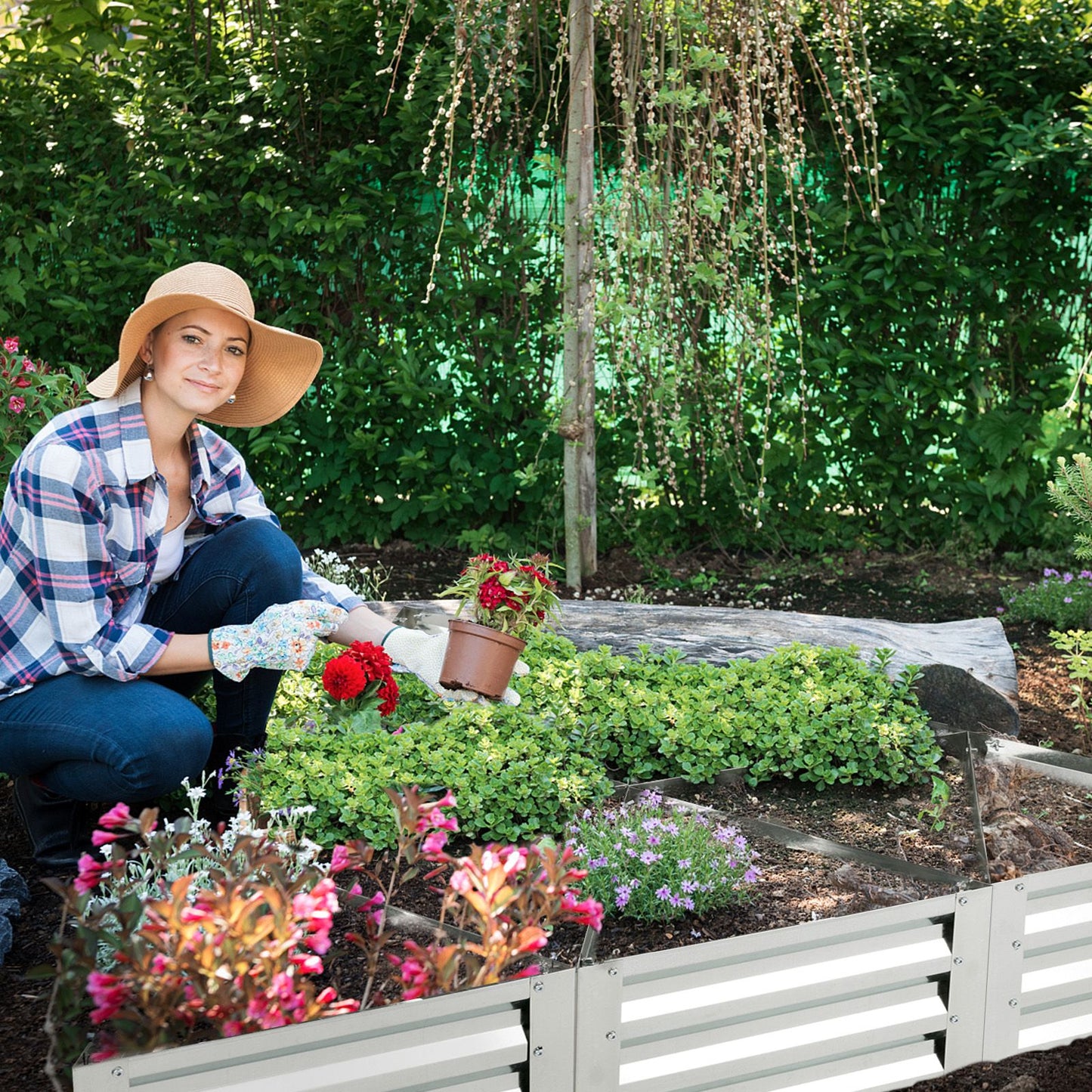 6 Pieces Triangular Galvanized Raised Garden Bed