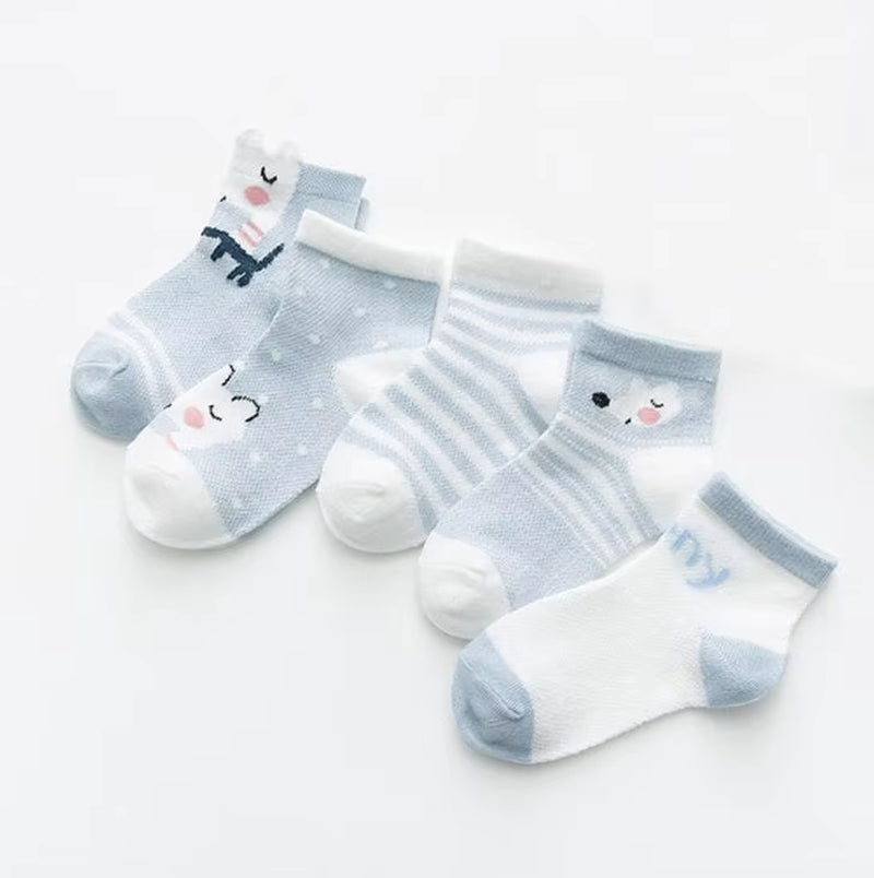 5Pairs/Lot Summer Mesh Breathable Baby Socks Newborn Cartoon Sock for Girls Boys Baby Clothes Accessories