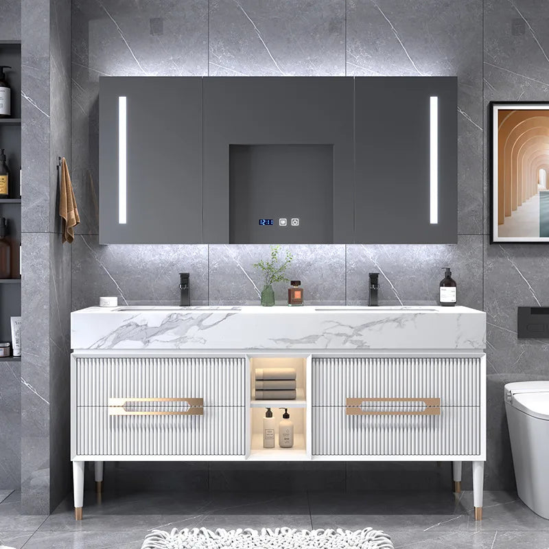 Hot Sale Best Quality Bathroom Double Sink Rock Stone Vanity Luxury Bathroom Cabinet