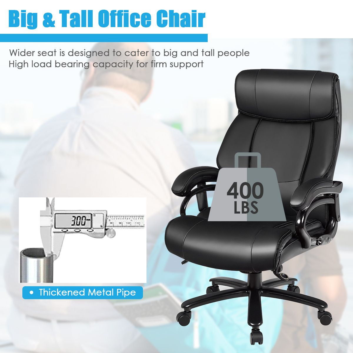 PU Leather Massage Office Chair with Thick Foam Cushion