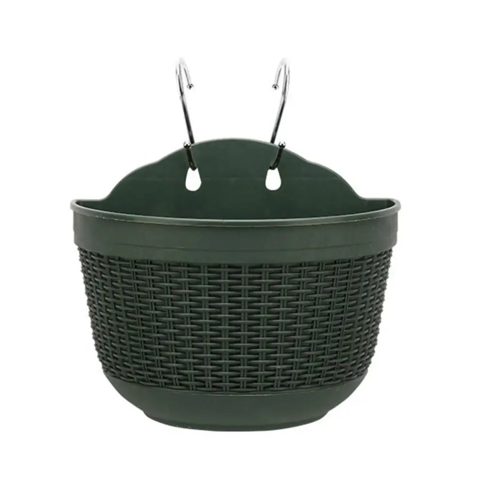 Imitation Rattan Wicker Wall Hanging Flower Pot Basket Balcony Garden Planter Garden Pots Planters Garden Decoration