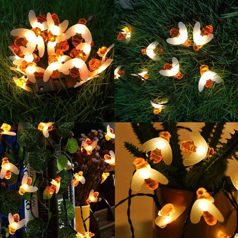 Solar Powered Garden Light 5M 20LED Honeybees Garland Sun LED String Lamp Outdoor Waterproof Sunlight for Fence Tree Decoration