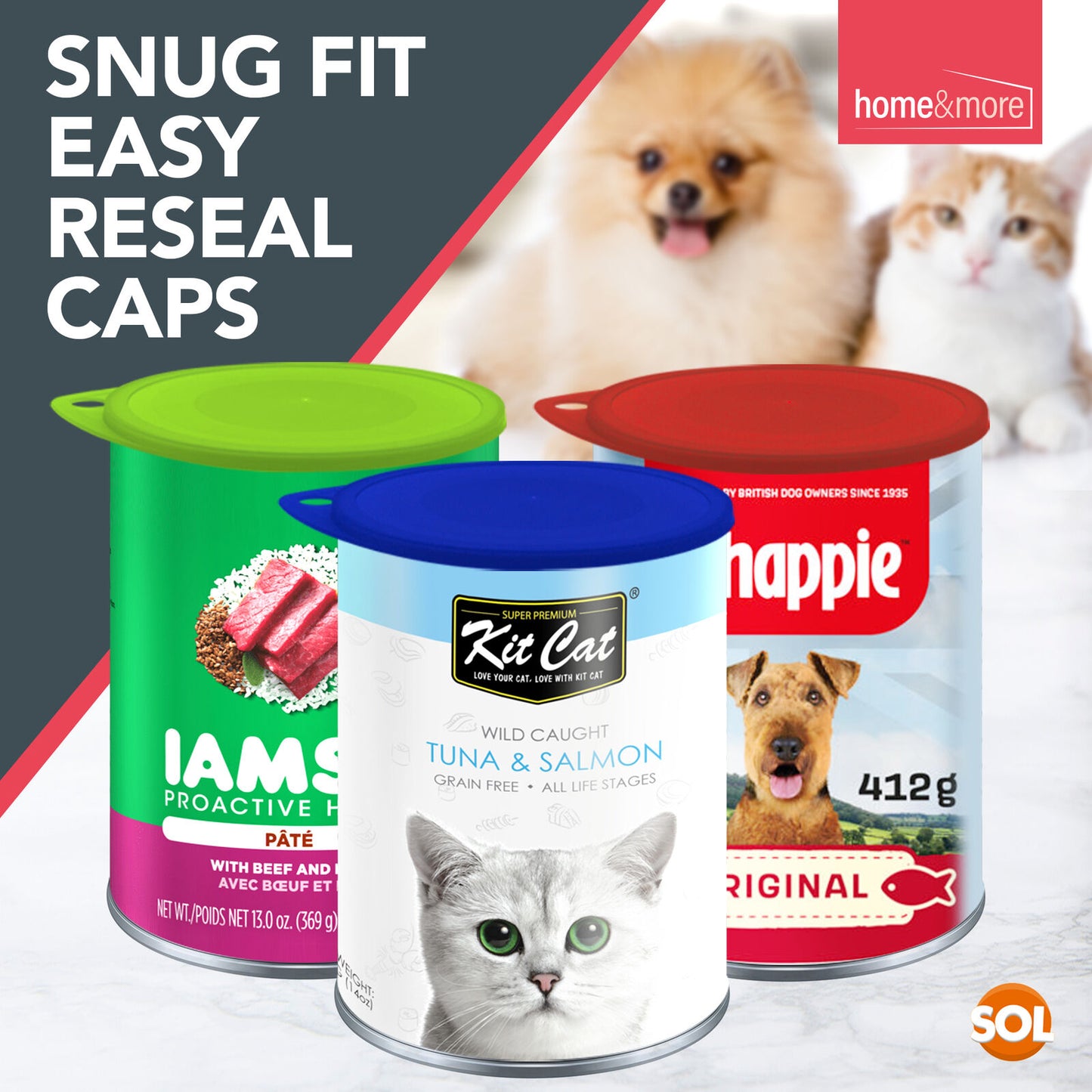 3 Plastic Can Lids Tin Covers Pet Dog Cat Food Reusable Caps Tops Fresh Storage