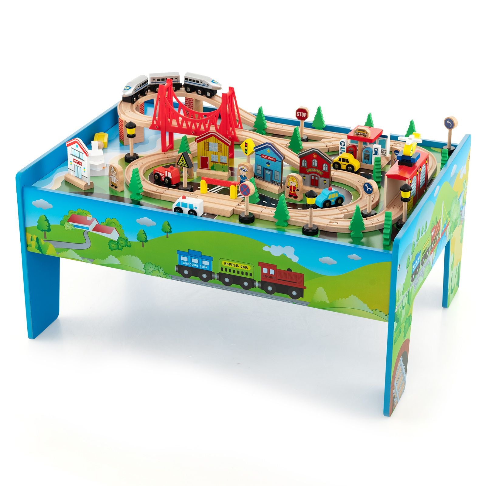 80-Piece Wooden Activity Playset with Reversible Tabletop