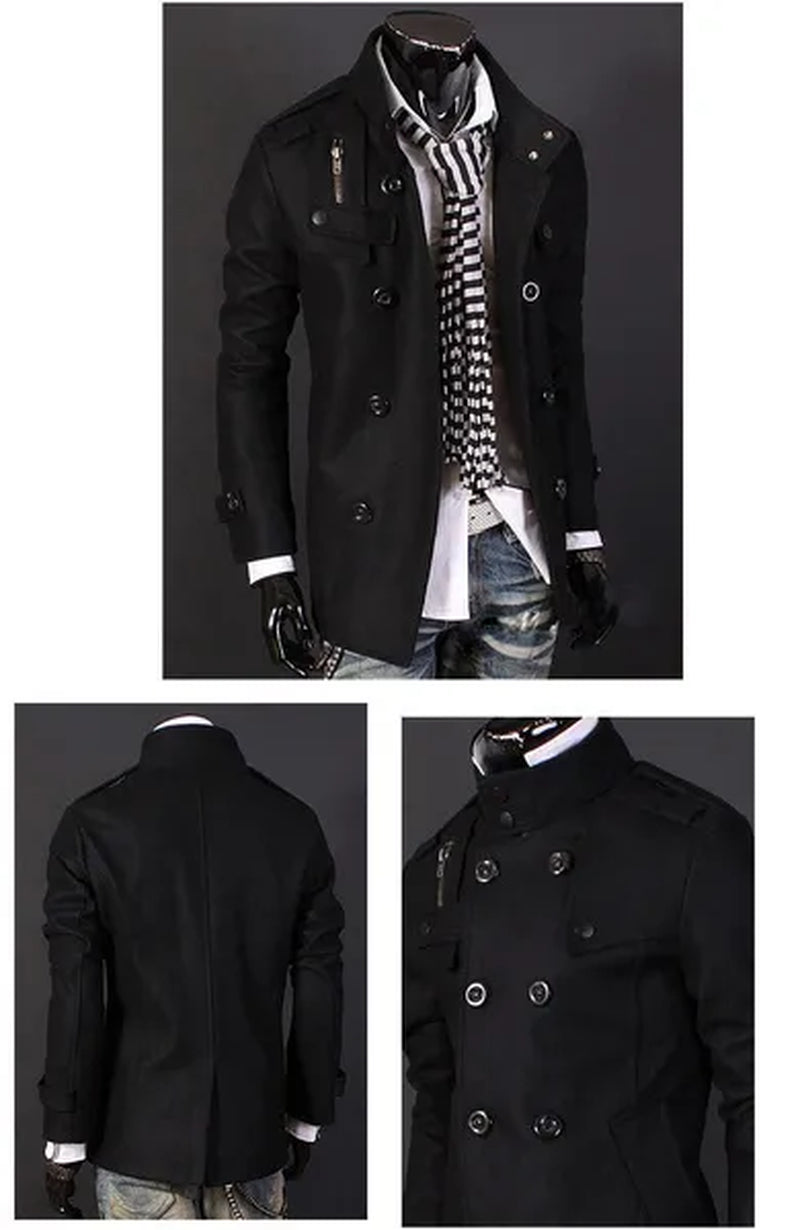 Spring Autumn Men'S Woolen Coats Casual Overcoat Fashion Wool Coat Men Windbreaker Jacket Peacoat