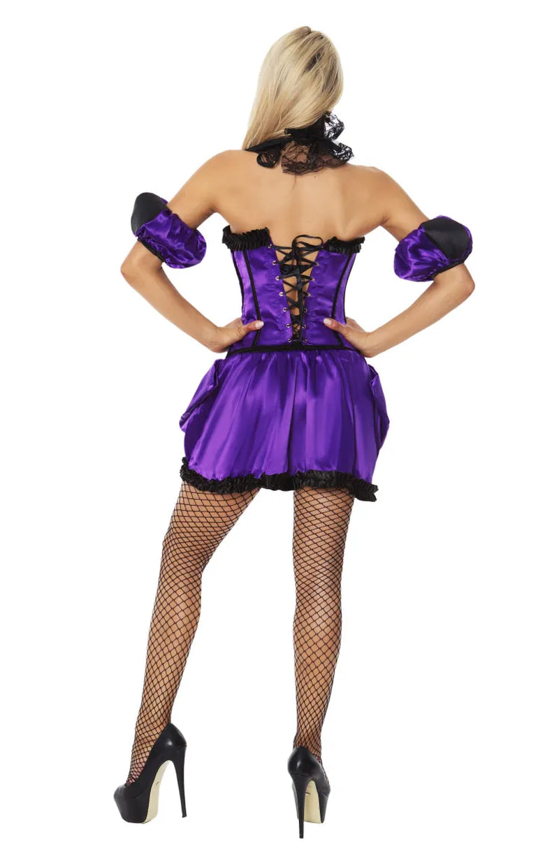 Ladies Adult Burlesque Dancer Purple Fancy Dress Costume Cabaret Halloween Costume for Women