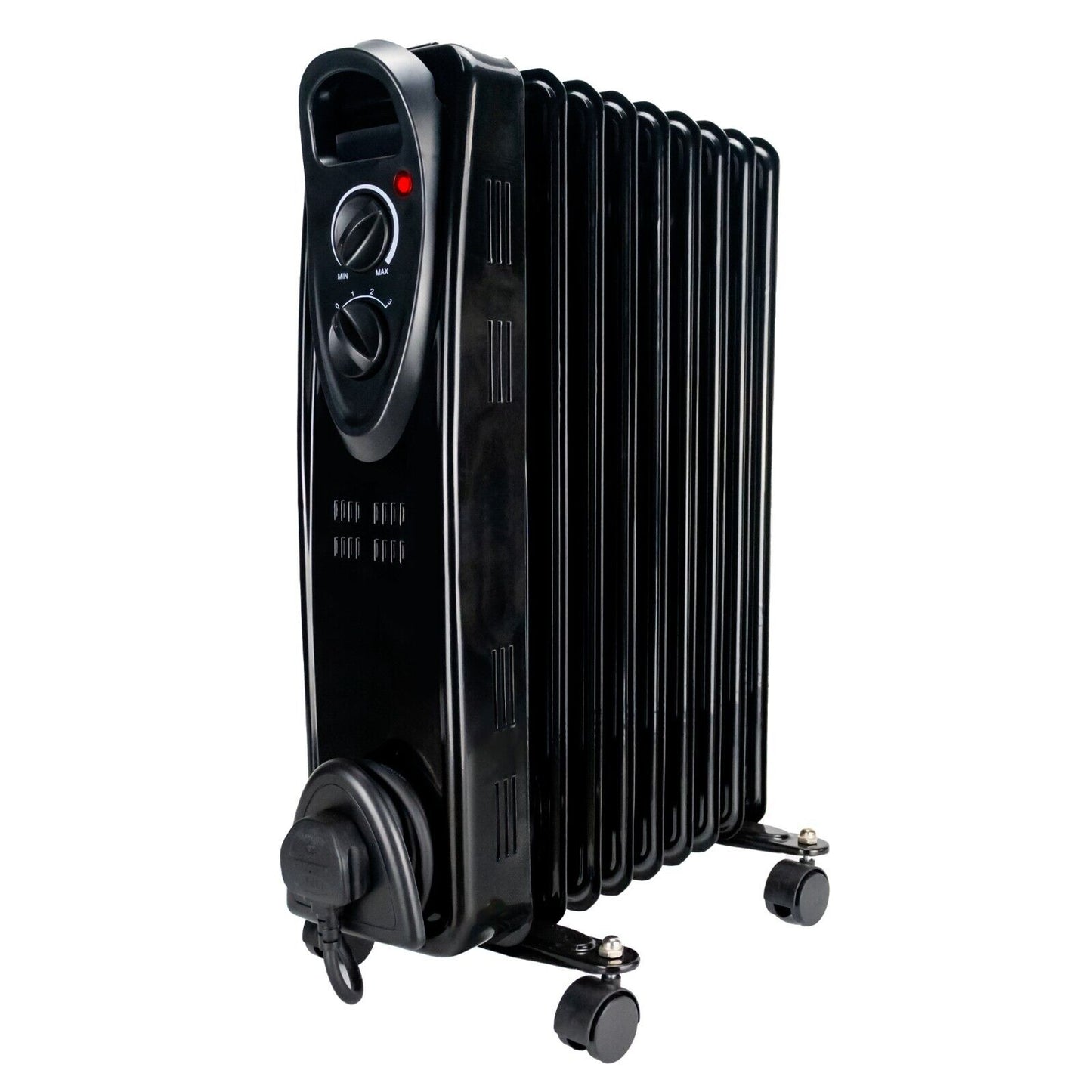 Oil Filled RADIATOR Heater BLACK Portable Electric Oil Heater & Thermostat 2500W