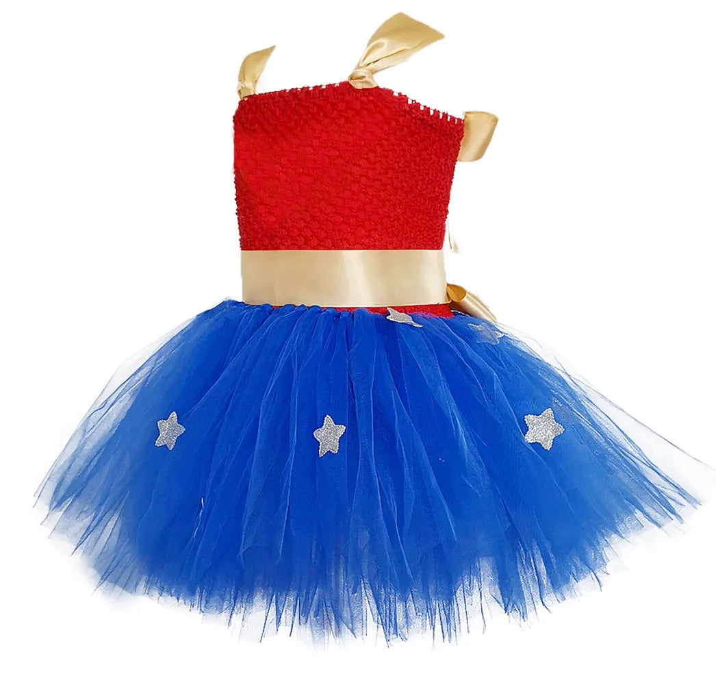 1 Set Superhero Costume Girls Tutu Dress Brave Super Girls Hero Theme Birthday Party Dresses Halloween Costume for Kids