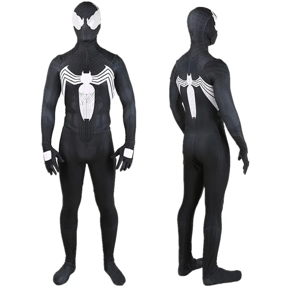 Black Spiderman Venom Symbiote Cosplay Costume Superhero Cosplay Halloween Costume Jumpsuit Zentai Suit Spider Bodysuit Costume