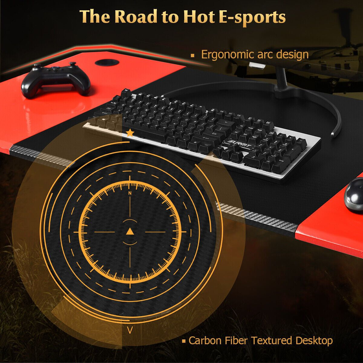 Z-Shaped Carbon Fiber Surface Gaming Desk