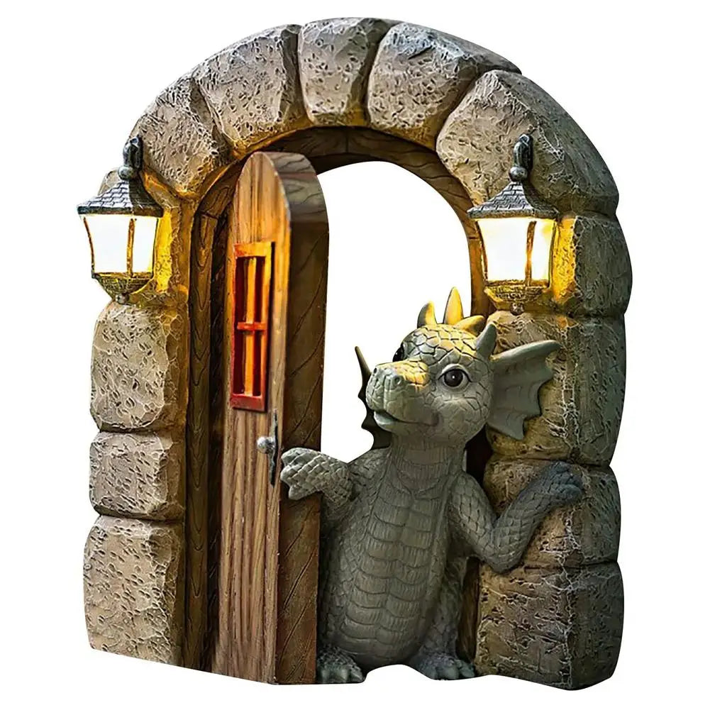 Garden Statues Courtyard Dragon Sculpture-Resin Garden Statue Outdoor Weatherproof Yard Garden Decor Tuinposters Voor Buiten