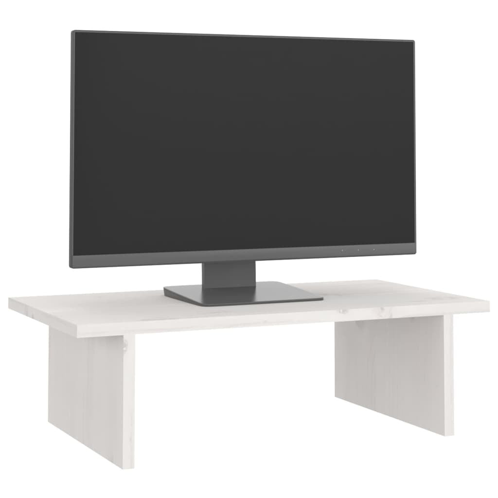 vidaXL Monitor Stand White 50x27x15 cm Solid Wood Pine