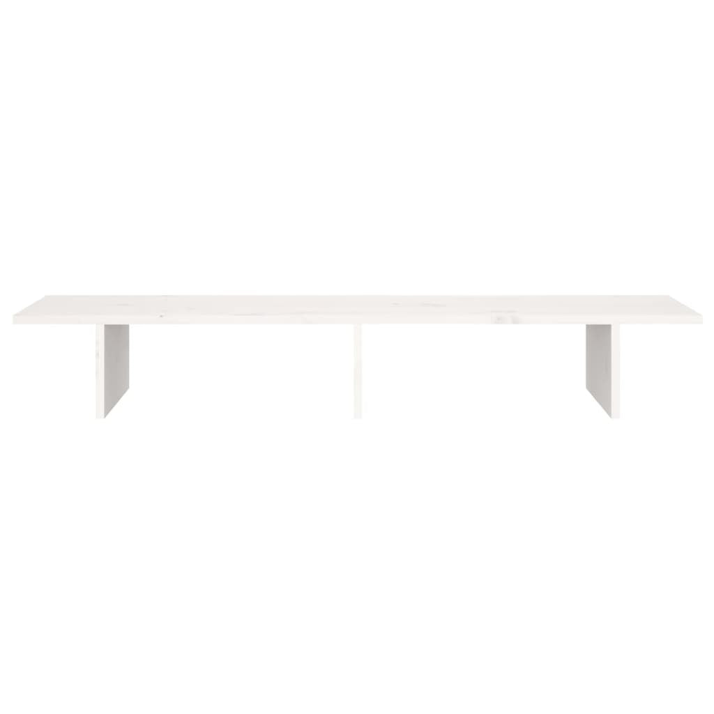 vidaXL Monitor Stand White 100x27x15 cm Solid Wood Pine