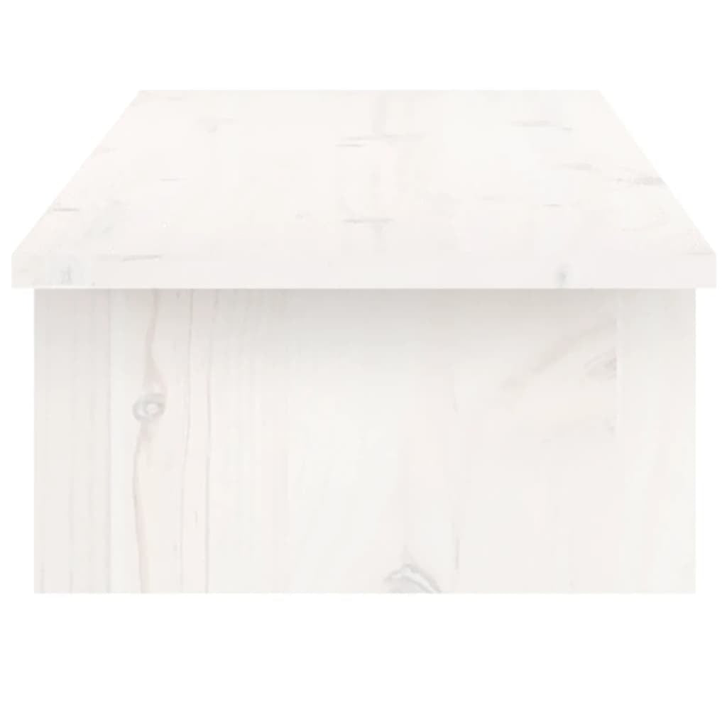 vidaXL Monitor Stand White 100x27x15 cm Solid Wood Pine