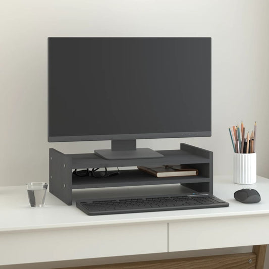 vidaXL Monitor Stand Grey 50x27x15 cm Solid Wood Pine