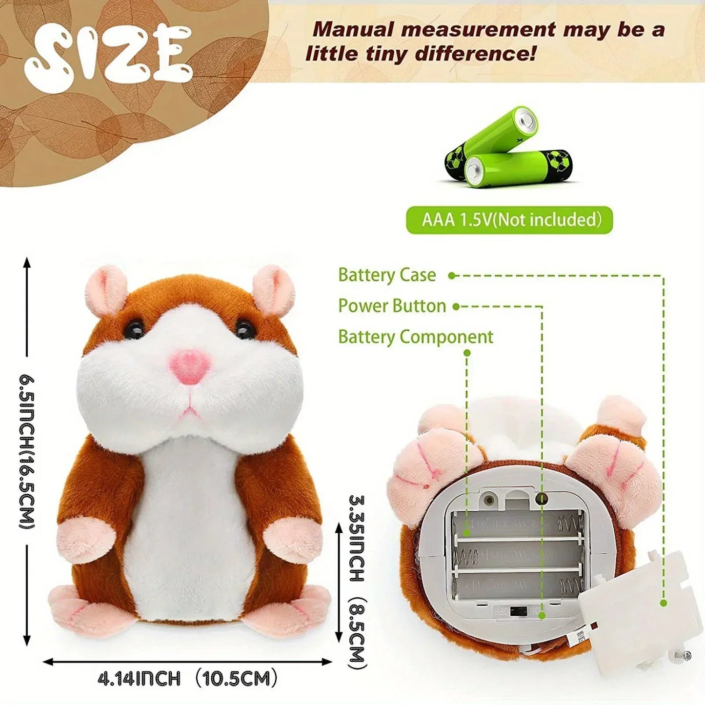 New 15Cm Cute Talking Hamster Talking Sound Recording Repeatable Stuffed Animal Recordable Hamster Doll Gifts