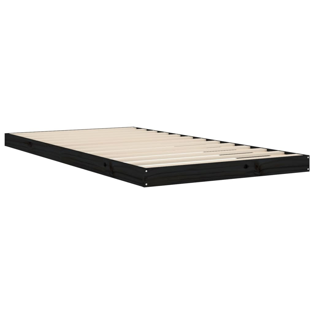 vidaXL Bed Frame without Mattress Black 100x200 cm Solid Wood Pine