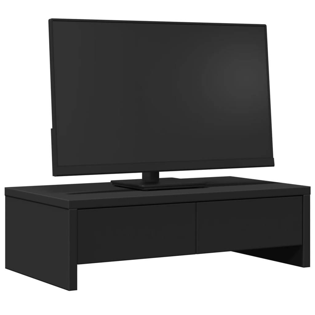 vidaXL Monitor Stand with Drawers Black 50x27x15 cm Engineered Wood