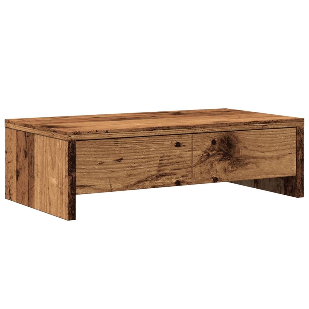 vidaXL Monitor Stand with Drawers Old Wood 50x27x15 cm Engineered Wood