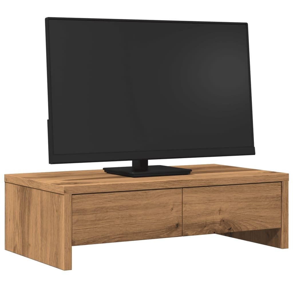 vidaXL Monitor Stand with Drawers Artisian Oak 50x27x15 cm Engineered Wood