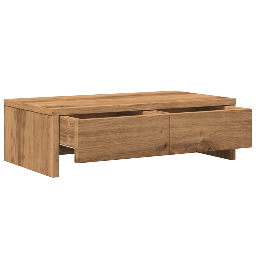 vidaXL Monitor Stand with Drawers Artisian Oak 50x27x15 cm Engineered Wood