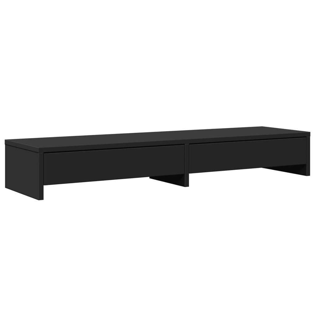 vidaXL Monitor Stand with Drawers Black 100x27x15 cm Engineered Wood