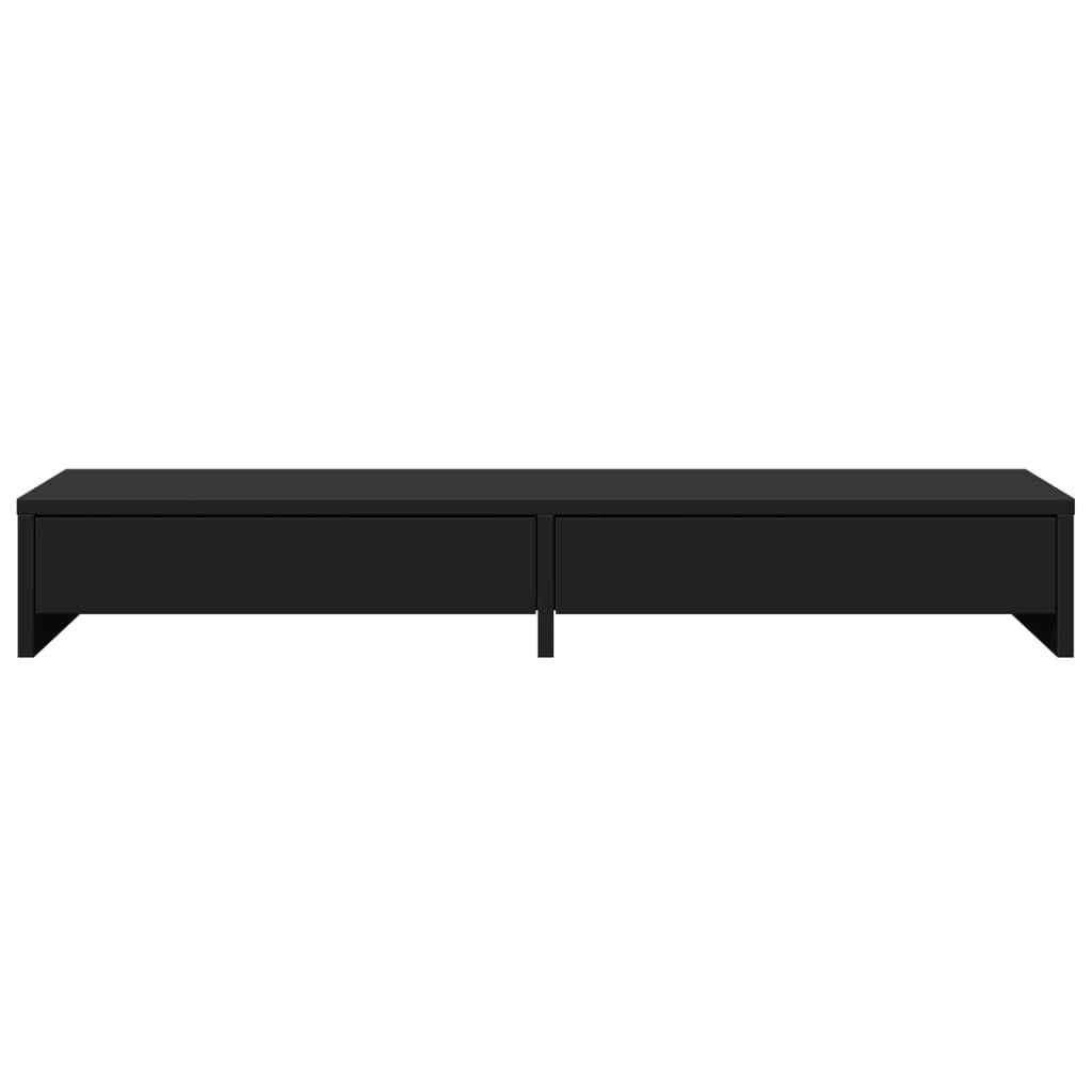 vidaXL Monitor Stand with Drawers Black 100x27x15 cm Engineered Wood