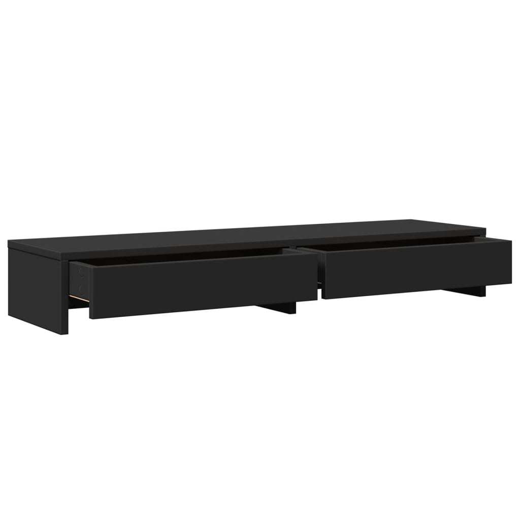 vidaXL Monitor Stand with Drawers Black 100x27x15 cm Engineered Wood