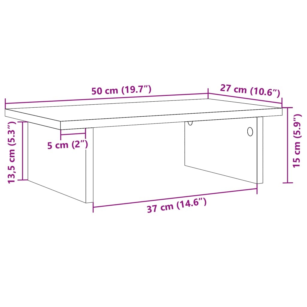 vidaXL Monitor Stand White 50x27x15 cm Engineered Wood